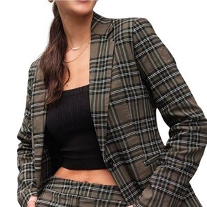 Francesca's Collections Olive Rickie Plaid Blazer